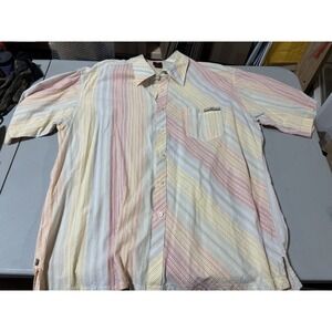 Vintage Men's Def Jam University Button Up Short Sleeve Blue Yellow Red‎ XL